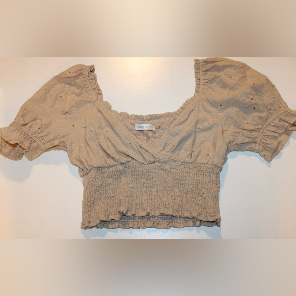 Mustard Seed Tan Smocked Blouse